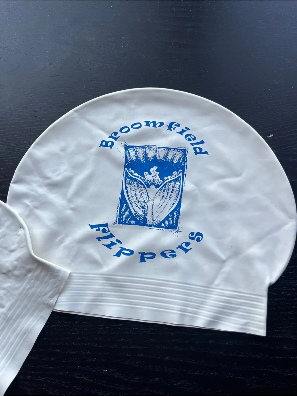 Vintage Broomfield Flippers White Latex Swim Caps Lot of 2